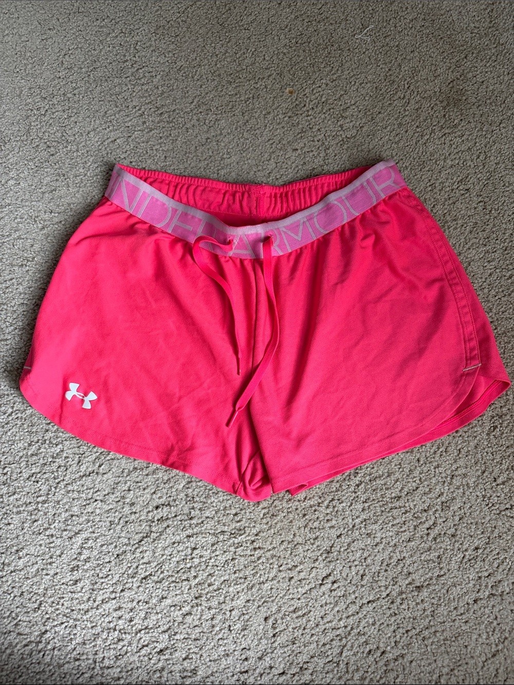 Under Armour Hot Pink Women's Athletic Shorts with Logo Waistband